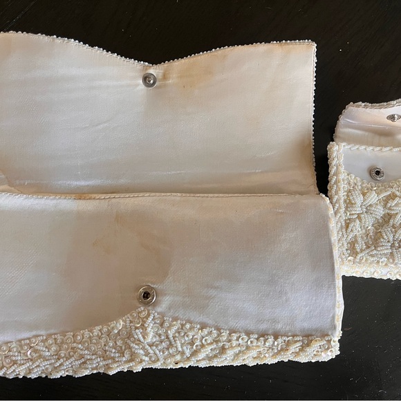 Ivory Beaded Bridal Clutch with Envelope Flap - Picture 2 of 3